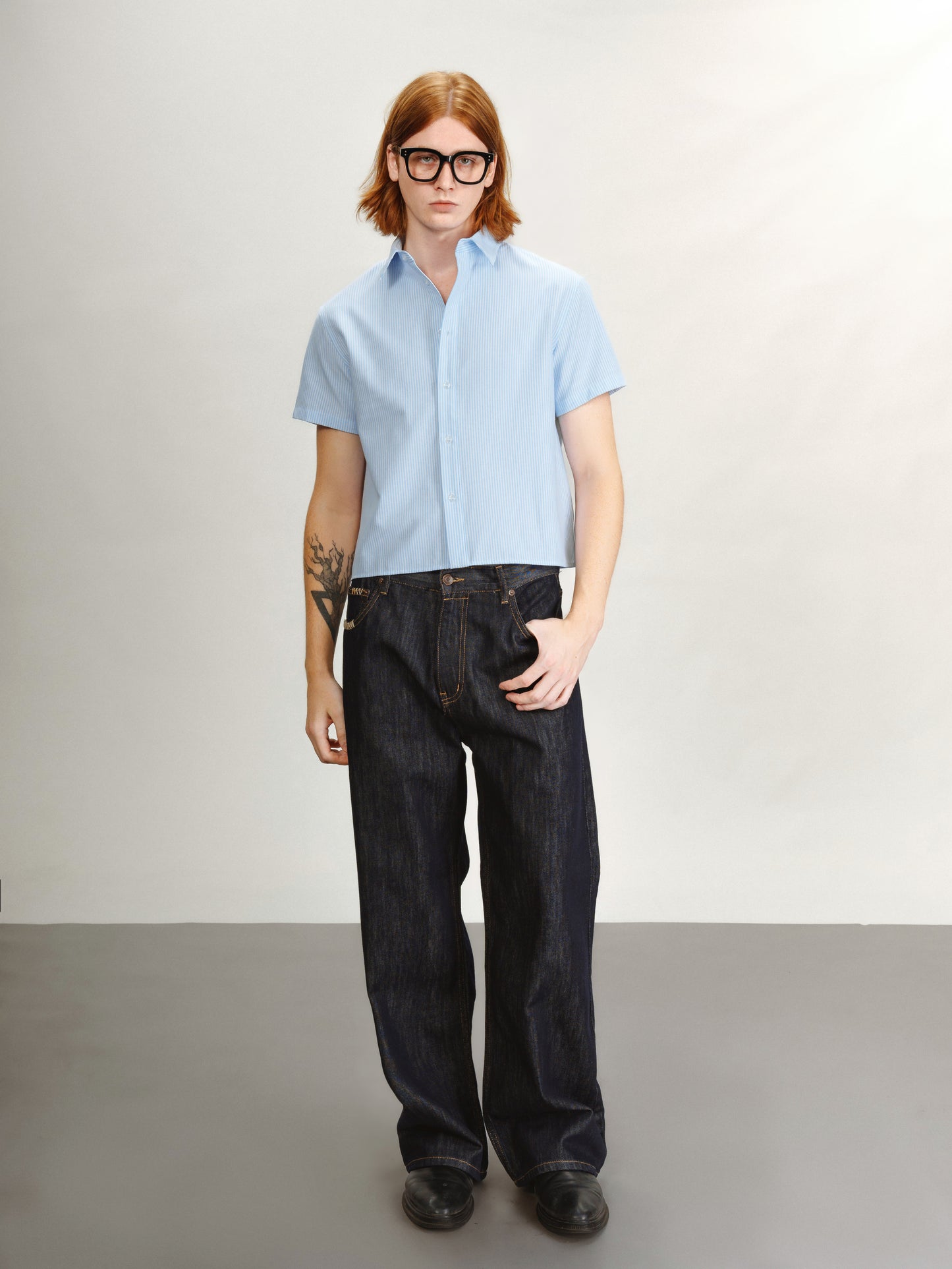 21 Lab Straight-Leg Raw Denim